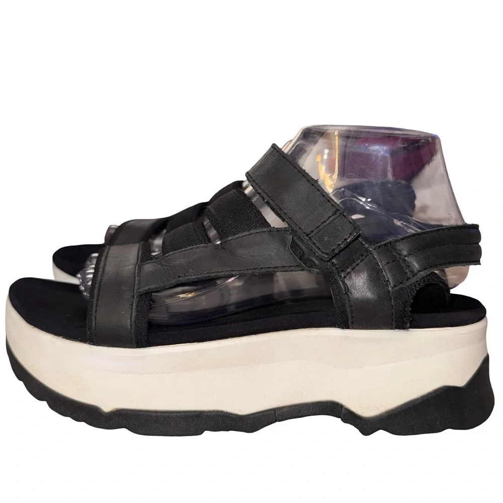 Teva Black‎ Platform Sport Sandals Flatform Chunky Hiking Utility Sandals 9.5